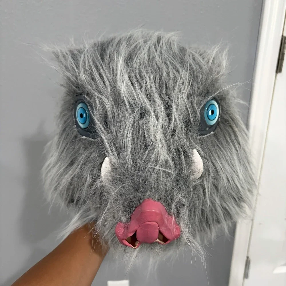 Demon Slayer: Kimetsu no Yaiba Hashibira Inosuke Plush Pig Head Mask Halloween